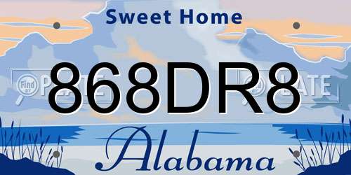 868DR8 Alabama License Plate