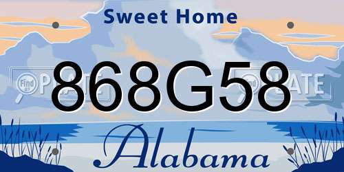 868G58 Alabama License Plate