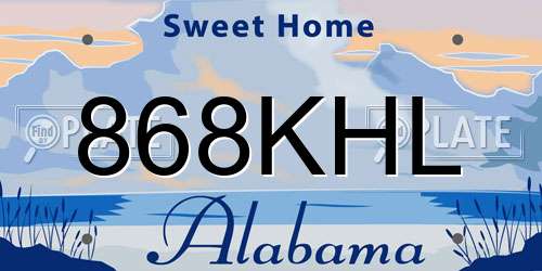 868KHL Alabama License Plate