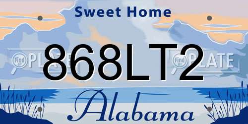 868LT2 Alabama License Plate