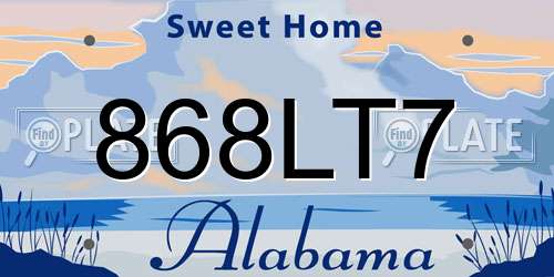 868LT7 Alabama License Plate