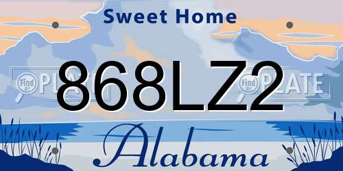 868LZ2 Alabama License Plate
