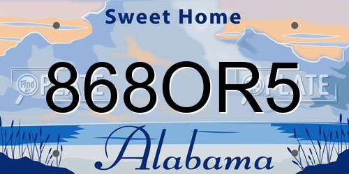 868OR5 Alabama License Plate