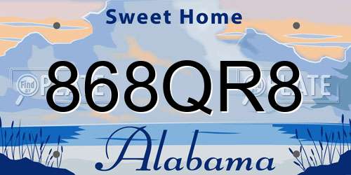 868QR8 Alabama License Plate