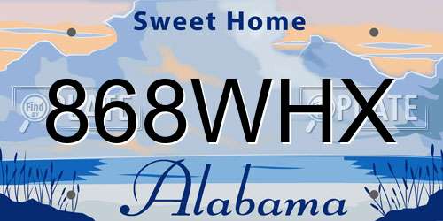 868WHX Alabama License Plate