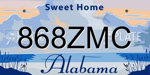 868ZMC Alabama License Plate