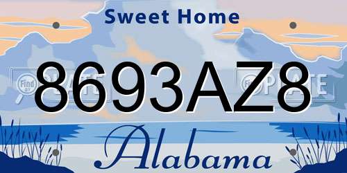 8693AZ8 Alabama License Plate