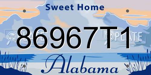 86967T1 Alabama License Plate