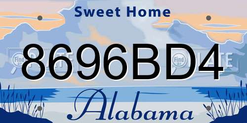 8696BD4 Alabama License Plate