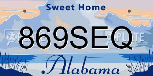 869SEQ Alabama License Plate