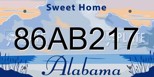 86AB217 Alabama License Plate