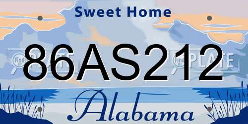 86AS212 Alabama License Plate