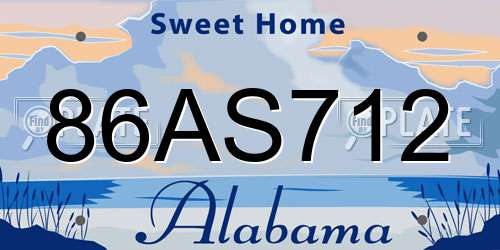 86AS712 Alabama License Plate