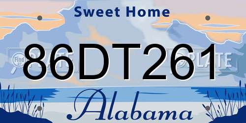 86DT261 Alabama License Plate