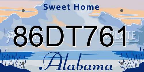 86DT761 Alabama License Plate