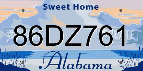 86DZ761 Alabama License Plate