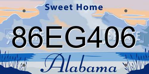 86EG406 Alabama License Plate