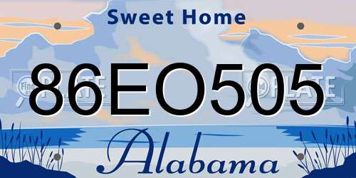 86EO505 Alabama License Plate