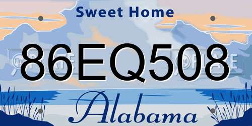 86EQ508 Alabama License Plate