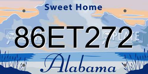 86ET272 Alabama License Plate