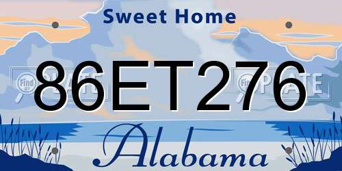 86ET276 Alabama License Plate