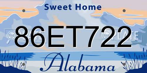 86ET722 Alabama License Plate