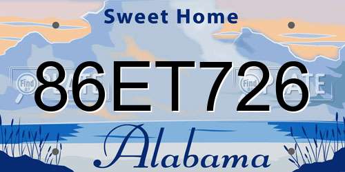 86ET726 Alabama License Plate