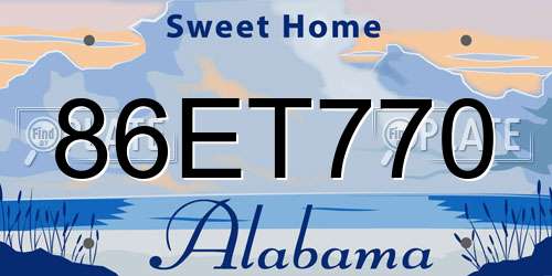 86ET770 Alabama License Plate