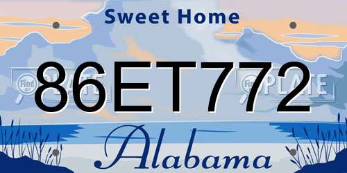 86ET772 Alabama License Plate