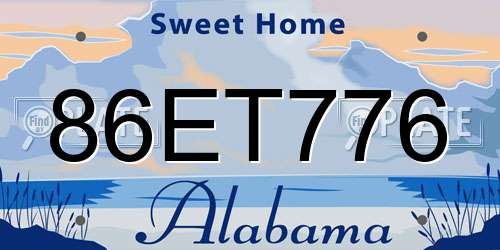 86ET776 Alabama License Plate
