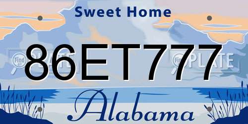 86ET777 Alabama License Plate