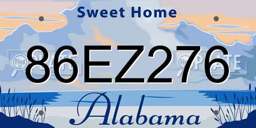 86EZ276 Alabama License Plate