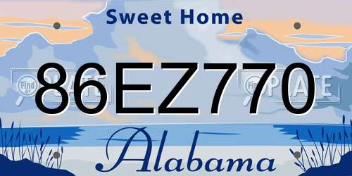 86EZ770 Alabama License Plate