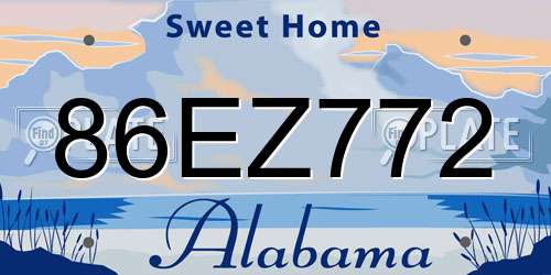 86EZ772 Alabama License Plate