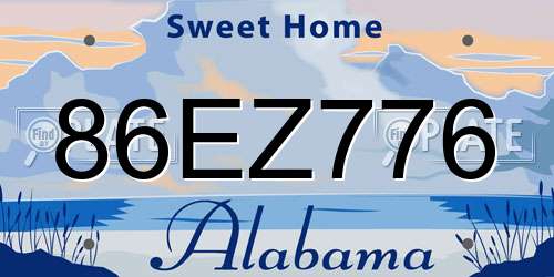 86EZ776 Alabama License Plate