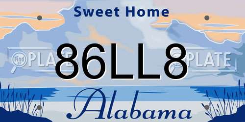 86LL8 Alabama License Plate