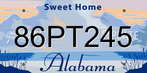 86PT245 Alabama License Plate