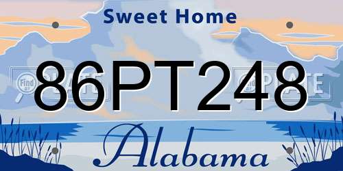 86PT248 Alabama License Plate