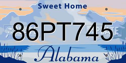 86PT745 Alabama License Plate