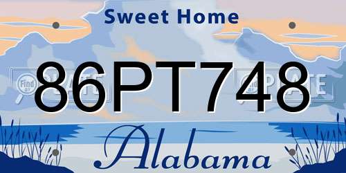 86PT748 Alabama License Plate