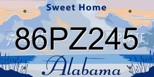 86PZ245 Alabama License Plate