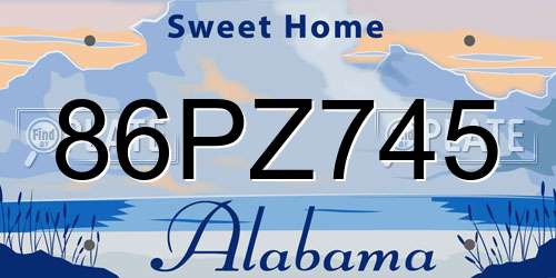 86PZ745 Alabama License Plate