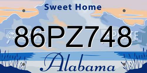 86PZ748 Alabama License Plate