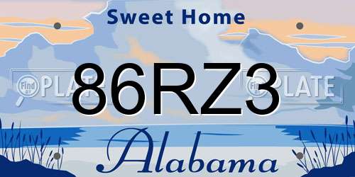 86RZ3 Alabama License Plate