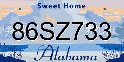 86SZ733 Alabama License Plate