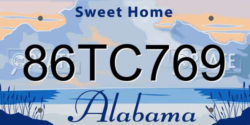 86TC769 Alabama License Plate