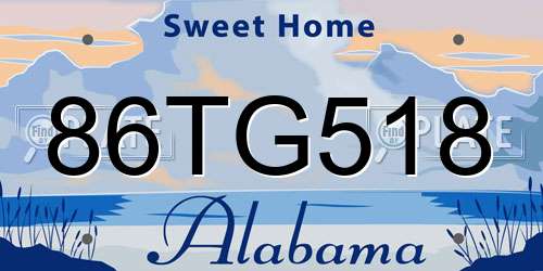 86TG518 Alabama License Plate