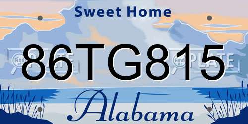 86TG815 Alabama License Plate