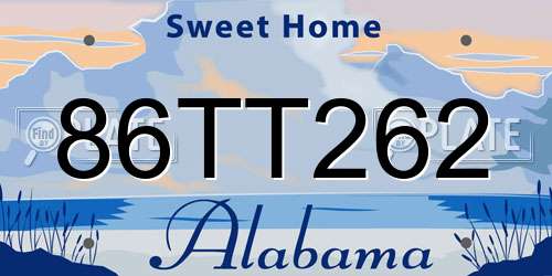 86TT262 Alabama License Plate