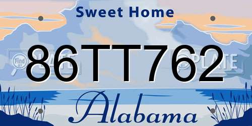 86TT762 Alabama License Plate